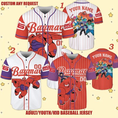 Personalized BayMax Big Hero 6 Disney Baseball Jersey Kid Men Women Gift NEW-image