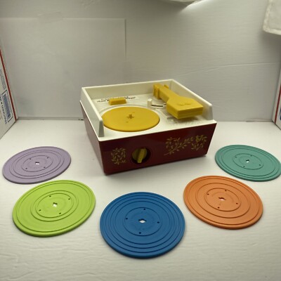 Fisher Price Record Player with 5 Record Discs 2014 #1697 Excellent TESTED WORKS-image