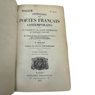 RARE 1925 ANTHOLOGIES of CONTEMPORARY FRENCH POETS TOME 1st Vol. New Edition-image