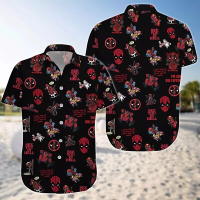 Deadpool See You In Hell Superhero Man Gift For Fans Hawaiian Shirt -image