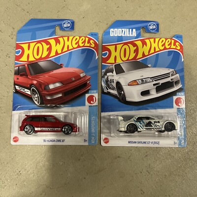 Hot Wheels 2023 D Case '90 Honda Civic EF And Godzilla Nissan Skyline-image