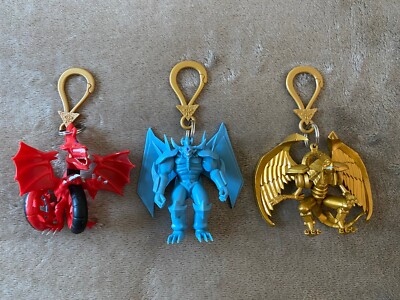 Yugioh Set of 3 Egyptian Gods Bag Clip Figural Keychain Ra, Slifer, Obelisk NEW-image