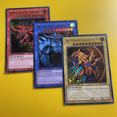 Yugioh- Slifer, Obelisk & Winged Dragon UR -LC01 EN001 EN002 EN003 NM Limited ED-image