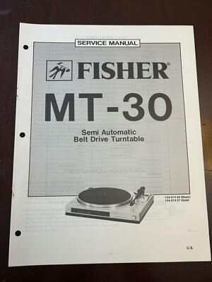 Fisher MT-30 Turntable Record Player Service Manual Vintage OEM Repair Diagrams-image