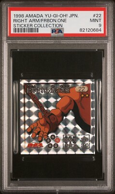 Yugioh Exodia The Forbidden One Right Arm #22 Amada Sticker 1998 PSA 9 MINT-image