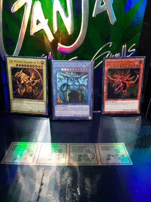 Egyptian God Card Set Obelisk Slifer Ra - LC01-EN001 EN002 EN003 - NM - YuGiOh-image