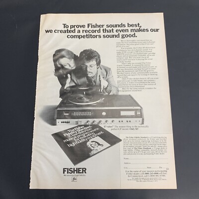 1972 Fisher 40 Stereo System Turntable Receiver AM FM Tape Print Ad Original-image
