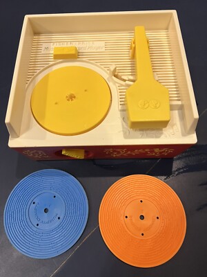 Vintage Working 1971 Fisher Price Music Box Record Player Music Box w/ 1 Record-image