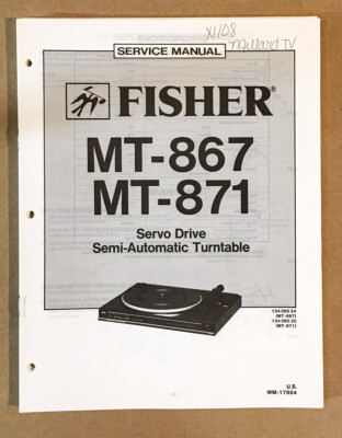 Fisher MT-867 MT-871 Record Player / Turntable Service Manual *Original* #2-image