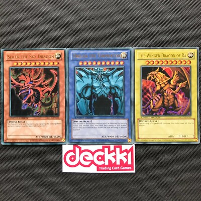 ALL 3 RA SLIFER OBELISK | Egyptian God Cards Set | Ultra Rare YGLD MINT YuGiOh!-image