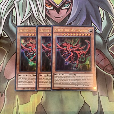 LDK2-ENS01 x3 Slifer the Sky Dragon Ultra Rare Excellent Condition Yugioh -image