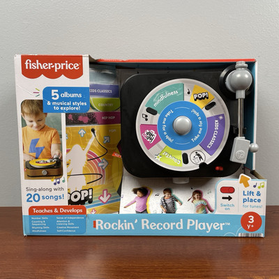 Fisher-Price Rockin’ Record Player Musical Toy with Turntable & 5 Albums 2023-image