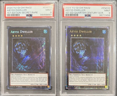 2024 PSA 9 YUGIOH 25TH 1ST ED QCR & SECRET RARE ABYSS DWELLER SET-image