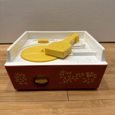 Vintage 1971 Red Fisher Price Music Box Record Player With Records Works Great!-image