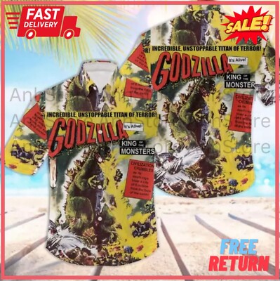 3d Godzilla King Of Monsters Hawaiian Shirt Summer Party Gift Vacation Shirt-image