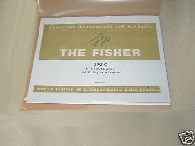 FISHER 500-C STEREO  RECEIVER  OPERATING INSTRUCTIONS FREE SAME DAY SHIPPING-image