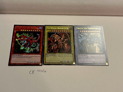 Yugioh God Card Set LC01 Near Mint Limited Edition Ultra Rare Obelisk Slifer Ra-image