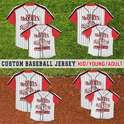 Lightning McQueen Cars Baseball Jersey Vintage Gift For Kid Men Women-image