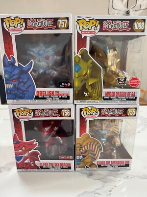 Yugioh Funko Pop! Egyptian God Lot Of 4 Obelisk, Slifer, Wing Dragon Ra, Exodia -image