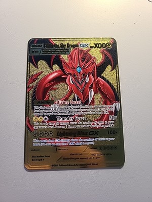  Gold Metal Foil Card Slifer The Sky Dragon GX Fan Art Card Yugioh!-image