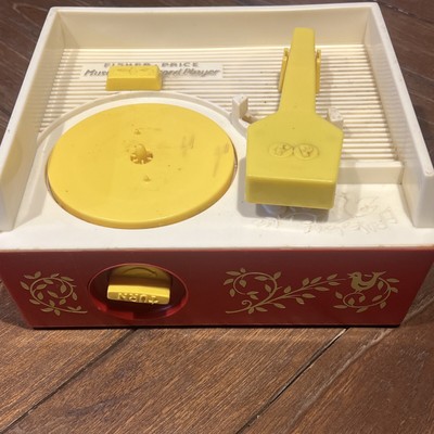Mattel Fisher Price Music Box Record Player 5 Records 1971 Version Tested Works-image