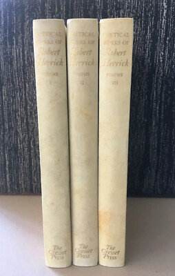 Antique Gilt Leather Fine Poetical Works Of Robert Herrick 3 Books 1928 #16-image