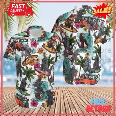Godzilla Hawaiian Shirt, Godzilla Tropical Summer Beach Gift Size S-5XL NEW-image