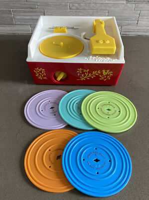 Fisher Price Record Player Retro 2010 With 5 Records - Music Box Tested & Works-image