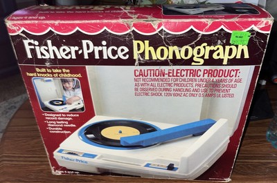 Vintage 1984 Fisher Price Phonograph Record Player w/Box-WORKS! No Records-image