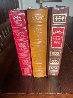 3 Franklin LibraryLeather Spines London 1980 James 1977 Sherlock Holmes 1976-image