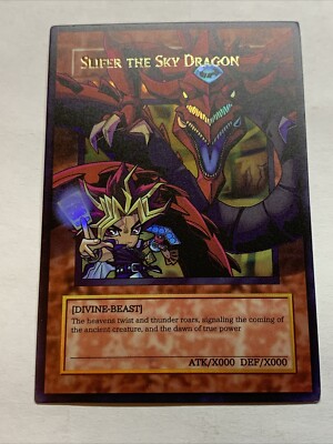 Chibi Yugi + Slifer The Sky Dragon POP OUT Egyptian God Card Holo Anime Yugioh-image