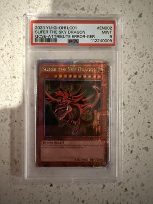Slifer the Sky Dragon PSA 9 Quarter Century Secret Rare LC01-EN002 GER Error-image