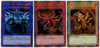 YuGiOh 25th Anniversary Quarter Century God Secret Rare Set Slifer, Obelsik, Ra-image
