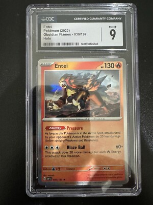 Pokemon Entei Obsidian Flames 30 Holo CGC Graded 9 Not PSA Card-image