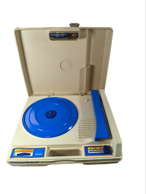 Vtg Fisher Price Record Player Turntable 825 Electric 1978 Case Blue-image