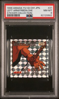 Yugioh Exodia The Forbidden One Left Arm #21 Amada Sticker 1998 PSA 8 NM-MT-image