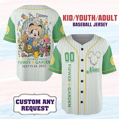 Mickey Epcot 2025 Flower Disney Baseball Jersey Kid Men Women Gift NEW-image
