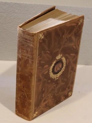 1905 “A Romance of Youth” by Francois Coppee, Leather Bound with Coin Medallion-image