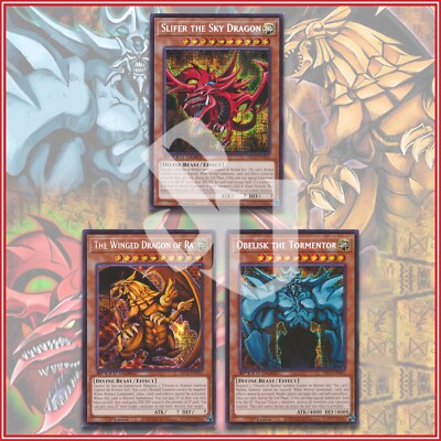 YuGiOh EGYPTIAN GODS CARDS OBELISK SLIFER RA SBC2 Prismatic Secret Rare-image