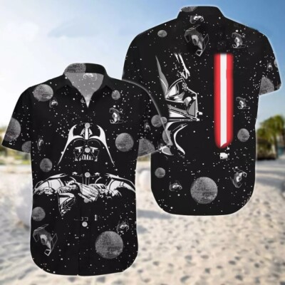 Darth Vader With Light Saber Galaxy's Edge Hawaiian Shirt -image