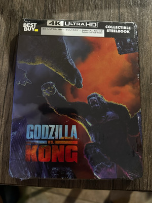NEW Godzilla Vs Kong Steelbook 4K UHD + Blu-Ray + Digital Sealed.-image
