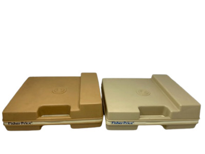 Lot of 2 Vintage Fisher Price Record Player Turntable Blue & Orange NEEDS NEEDLE-image