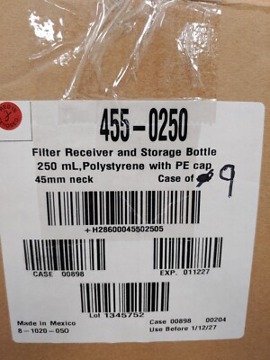Partial Box of 9 THERMO SCIENTIFIC 455-0250 Filter Receiver Storage Bottle 250mL-image