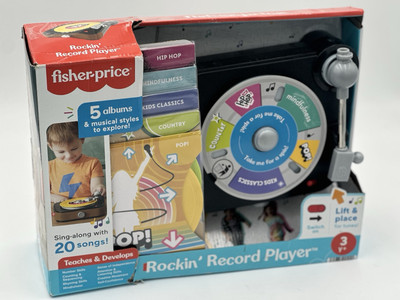 Fisher-Price Rockin’ Record Player Musical Toy with Turntable & 5 (open Box)-image