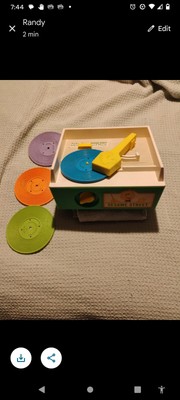 Vintage Fisher Price Sesame Street Music Box Record Player, 4 Records Works B122-image