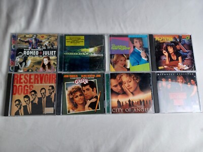 LOT 8 MOVIE SOUNDTRACK CDS. Pulp Fiction Reservoir Dogs Godzilla Grease Wedding -image